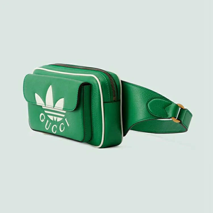 GUCCI Adidas X Trefoil bæltetaske - Grønt læder