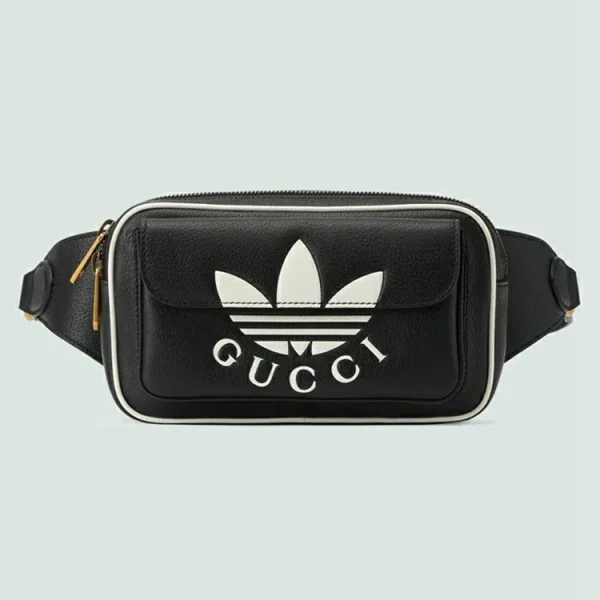 GUCCI Adidas X Trefoil bæltetaske - sort læder