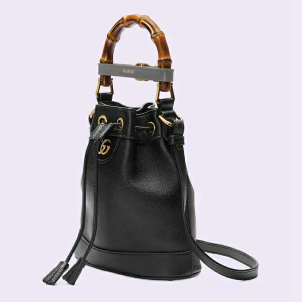 GUCCI Diana Mini Bucket Bag - Sort Læder
