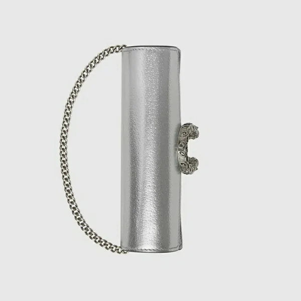 GUCCI Dionysus Super Mini Taske - Sølv Lamé Læder