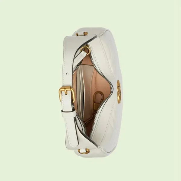 GUCCI GG Marmont Halvmåneformet minitaske - Hvidt læder