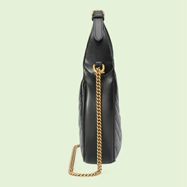 GUCCI GG Marmont Halvmåneformet minitaske - sort læder