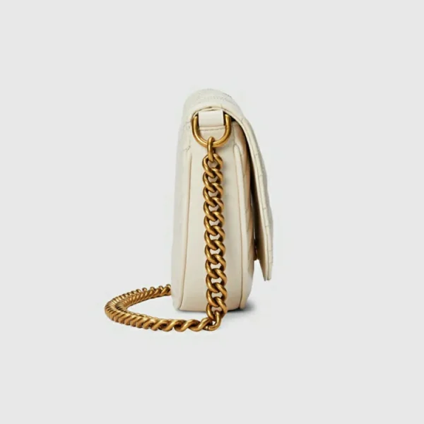 GUCCI GG Marmont Matelassé Chain Mini Taske - Hvidt læder