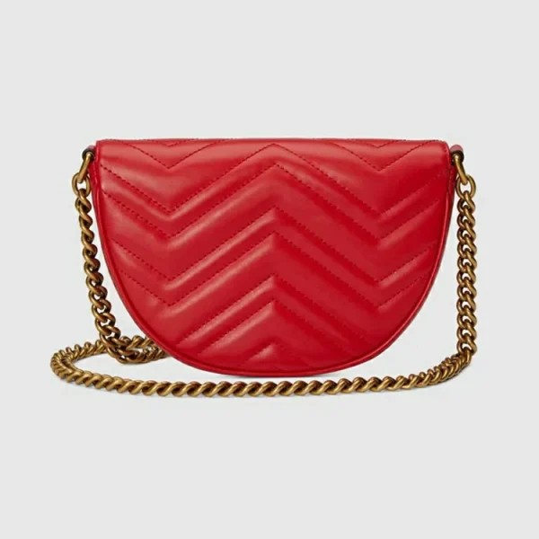 GUCCI GG Marmont Matelassé Chain Mini Taske - Rødt Læder