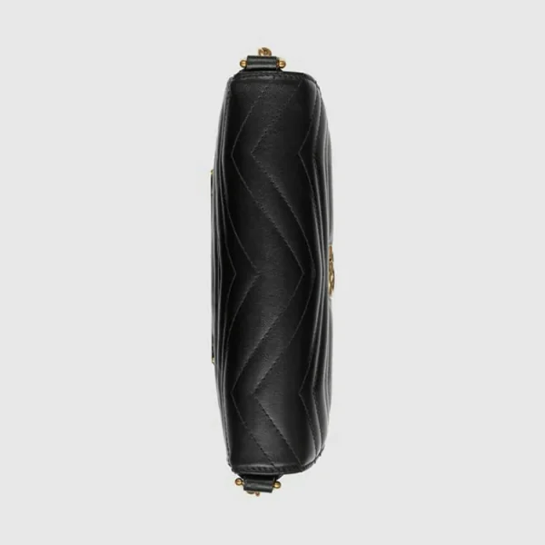 GUCCI GG Marmont Matelassé Chain Mini Taske - Sort Læder