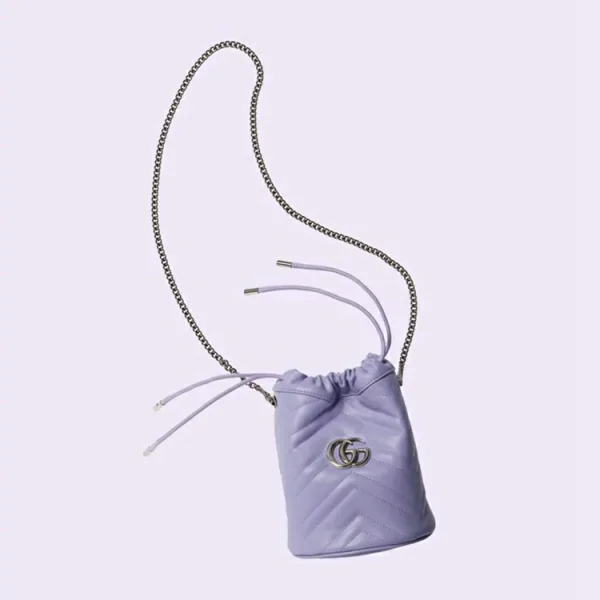 GUCCI GG Marmont Mini Bucket Bag - lilla læder