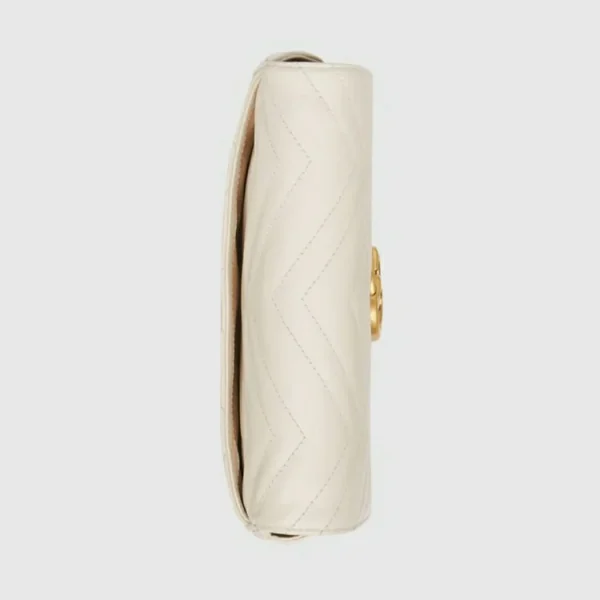 GUCCI GG Marmont Mini Card Case Chain Wallet - Hvidt læder