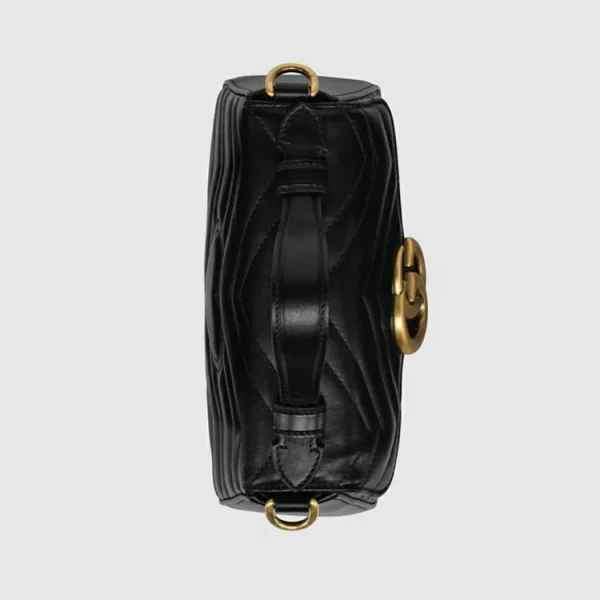 GUCCI GG Marmont Mini Top Håndtag Taske - Sort Chevron Læder