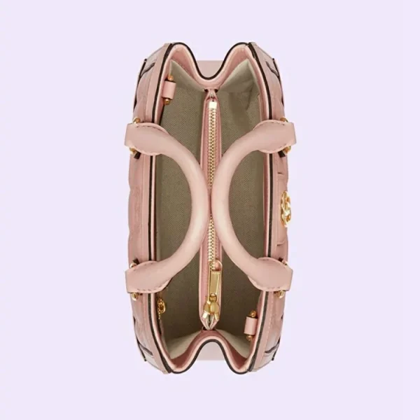 GUCCI GG Matelassé Mini Top Håndtag Taske - Pink Læder