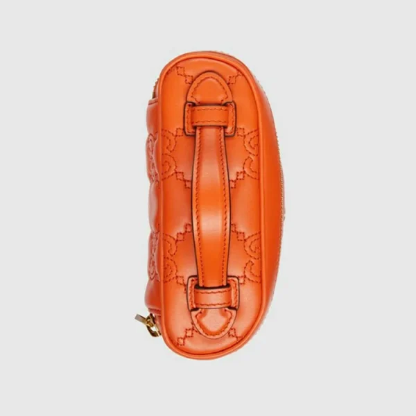GUCCI GG Matelassé Top Håndtag Mini Taske - Orange Læder