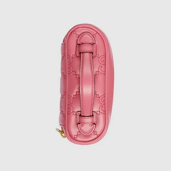 GUCCI GG Matelassé Top Håndtag Mini Taske - Pink Læder