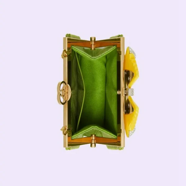 GUCCI GG Moire stof håndtaske med sløjfe - Grøn