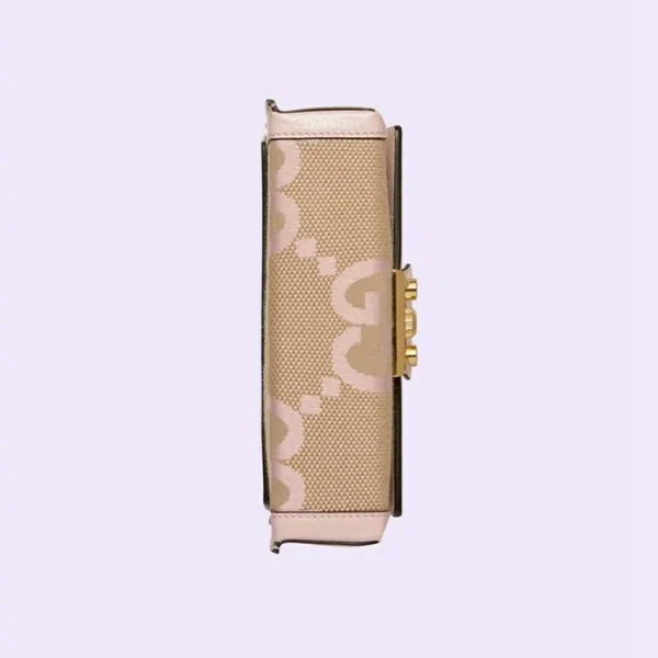 GUCCI Hængelås Jumbo GG Mini Taske - Beige Og Pink Canvas
