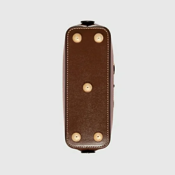 GUCCI Horsebit 1955 Mini Top Håndtag Taske - GG Supreme og brunt læder