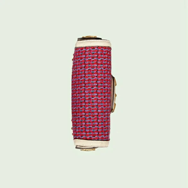 GUCCI Horsebit 1955 Struds Mini Taske - Rød Og Multicolor Tweed