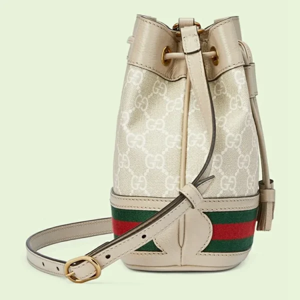 GUCCI Ophidia GG Mini Bucket Bag - Beige And White Canvas