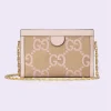 GUCCI Ophidia Jumbo GG Lille skuldertaske - Camel And Pink Canvas