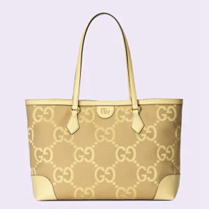 GUCCI Ophidia Jumbo GG Medium Tote - Beige And Banan Canvas