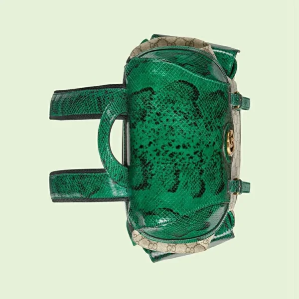 GUCCI Python Trim rygsæk med dobbelt G - beige og smaragdgrøn