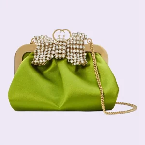 GUCCI Satin håndtaske med sløjfe - Grøn