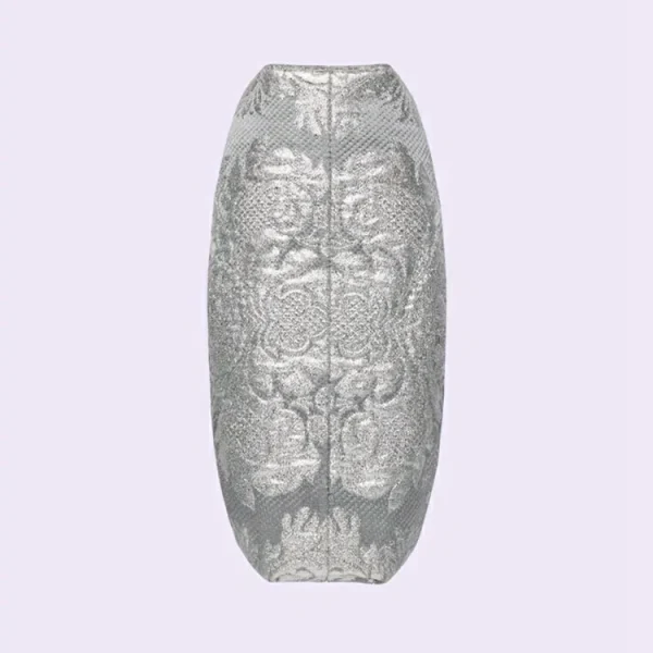 GUCCI blomsterbrokade håndtaske med sløjfe - sølv